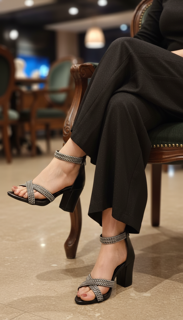 صندل مجلسی زنانه نوار پهن مشکی